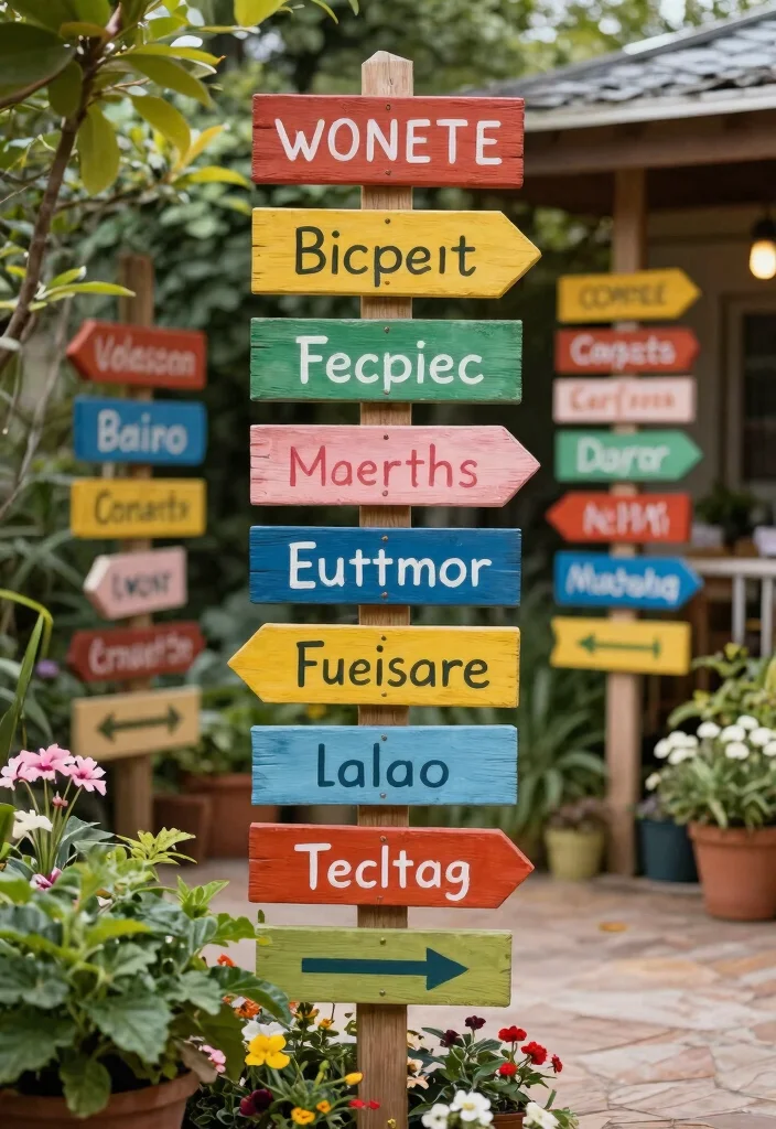 12 Patio Wall Decor Ideas That Withstand Rain and Sun Fade - 8. Brightly Painted Wooden Signs 1