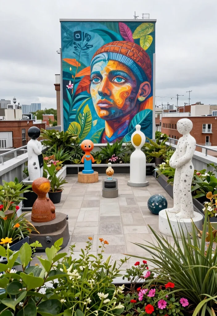 12 Rooftop Terrace Decor Concepts That Handle Wind and Full Sun - 11. Outdoor Art 1