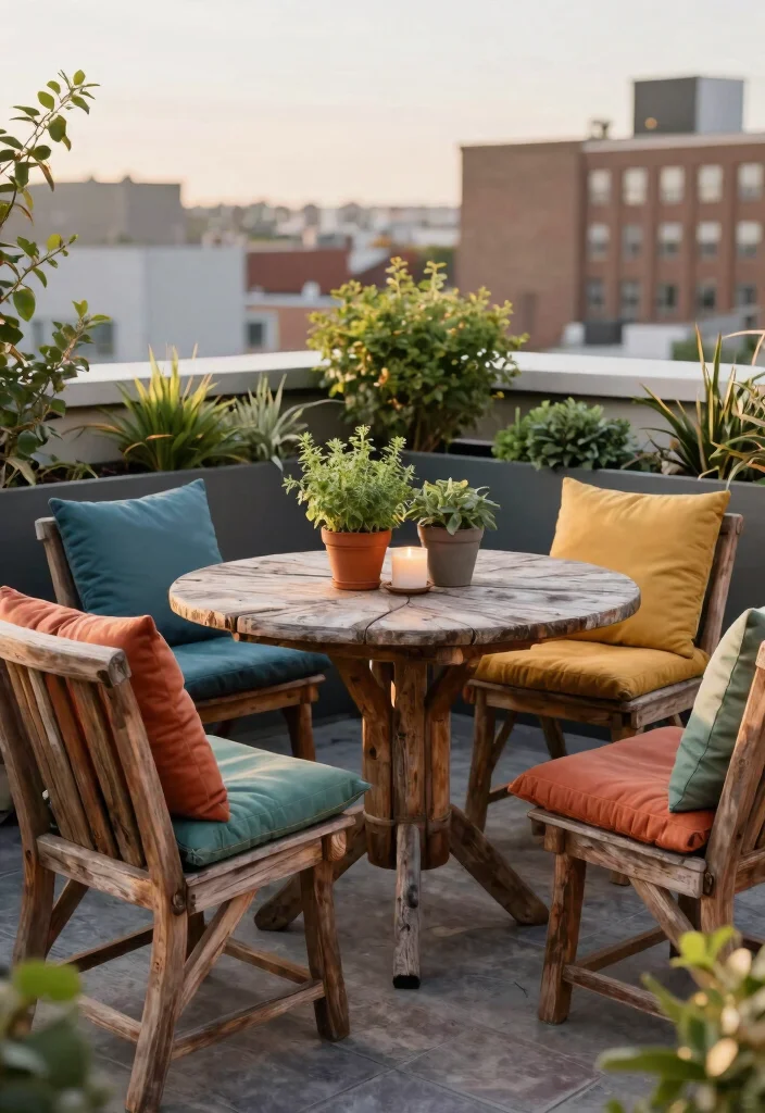 12 Rooftop Terrace Decor Concepts That Handle Wind and Full Sun - 2. Eco-Friendly Furniture 1