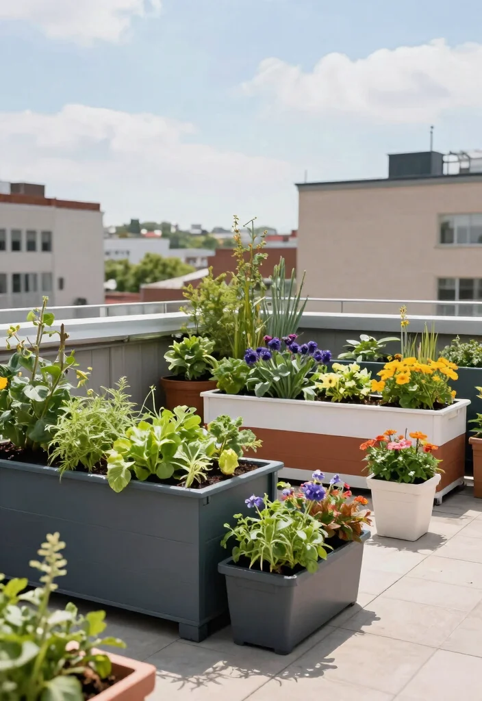 12 Rooftop Terrace Decor Concepts That Handle Wind and Full Sun - 8. Container Gardening 1