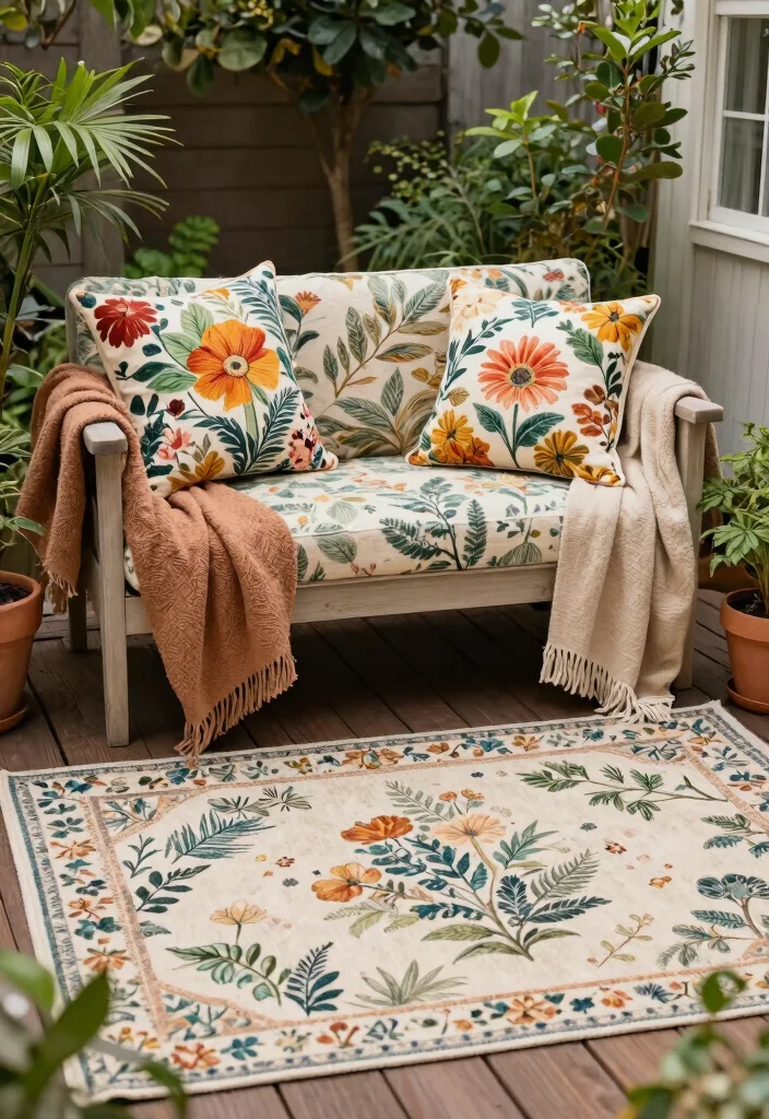 12 Small Deck Decorating Ideas That Make Tiny Spaces Feel Bigger - 7. Nature-Inspired Textiles 1
