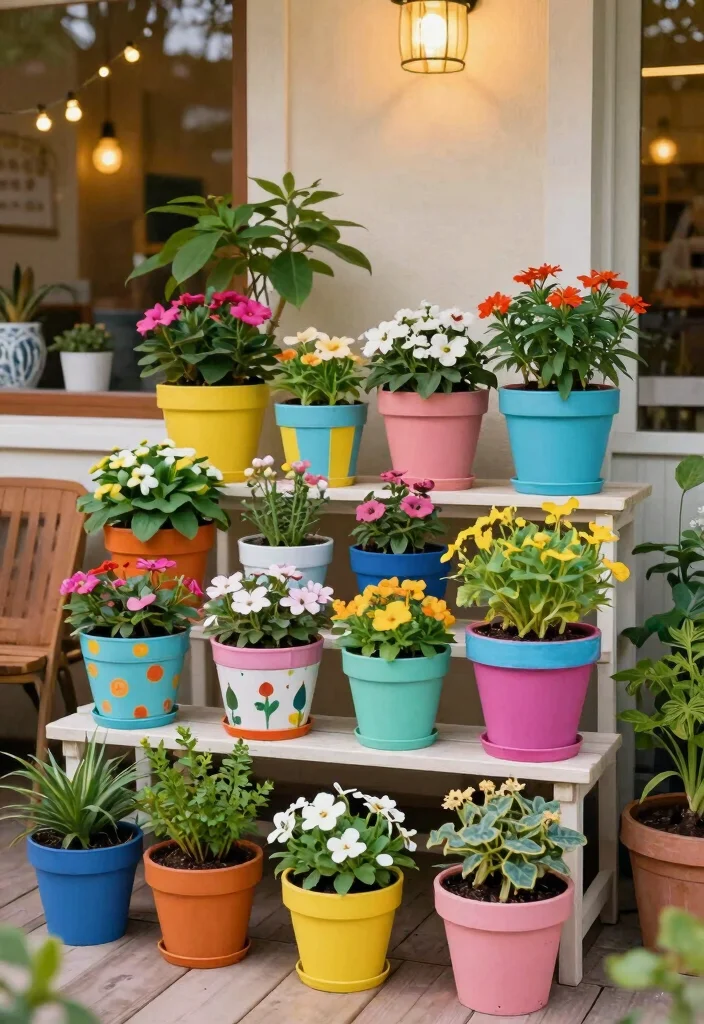 12 Small Deck Decorating Ideas That Make Tiny Spaces Feel Bigger - 9. Colorful Plant Pots 1