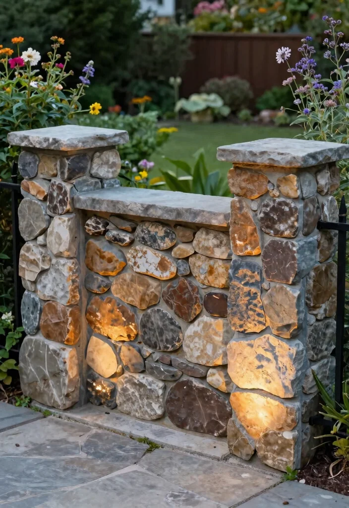 12 Small Fence Ideas for Tight Yards That Still Give Privacy - 12. Artisan Stone Fencing 1