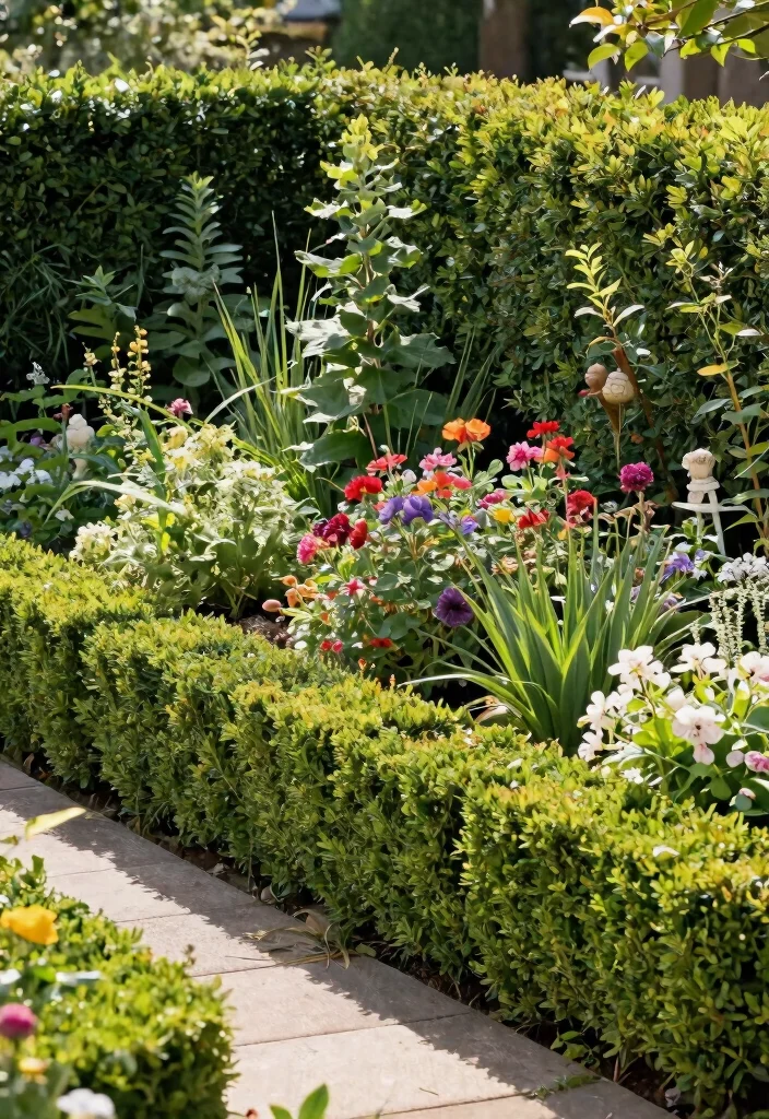 12 Small Fence Ideas for Tight Yards That Still Give Privacy - 9. Layered Hedge Fencing 1