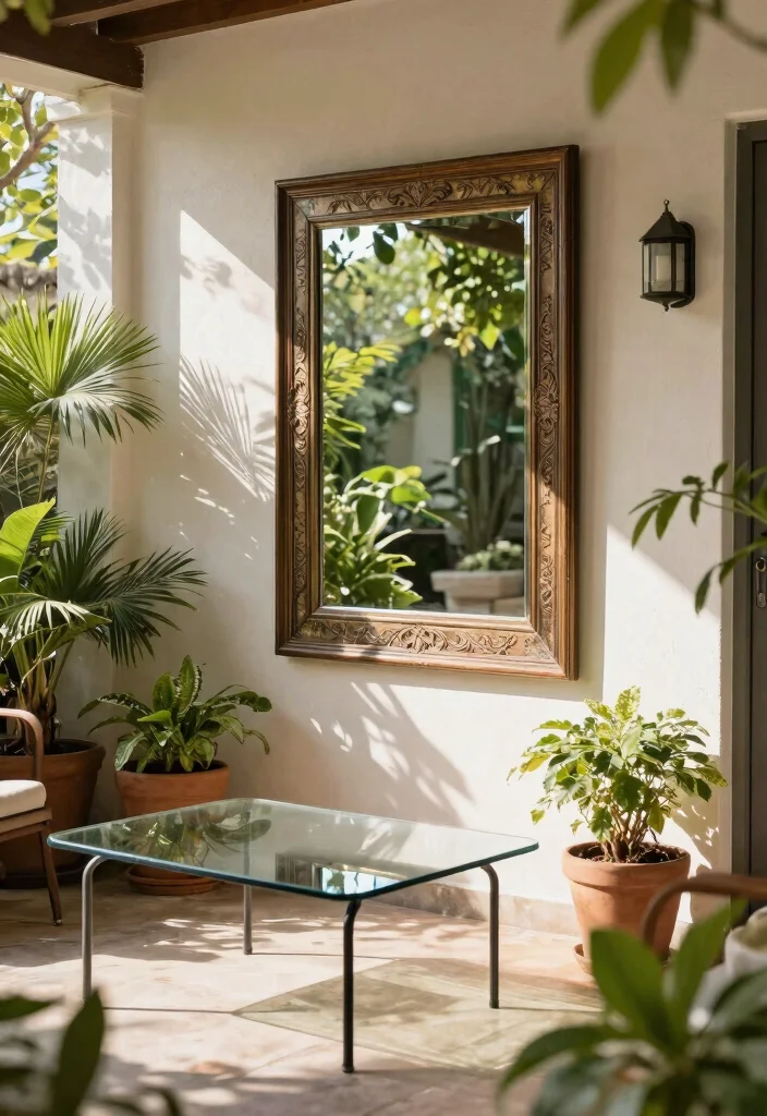 12 Small Patio Decor Ideas That Make a Tiny Space Feel Bigger - 4. Reflective Surfaces 1