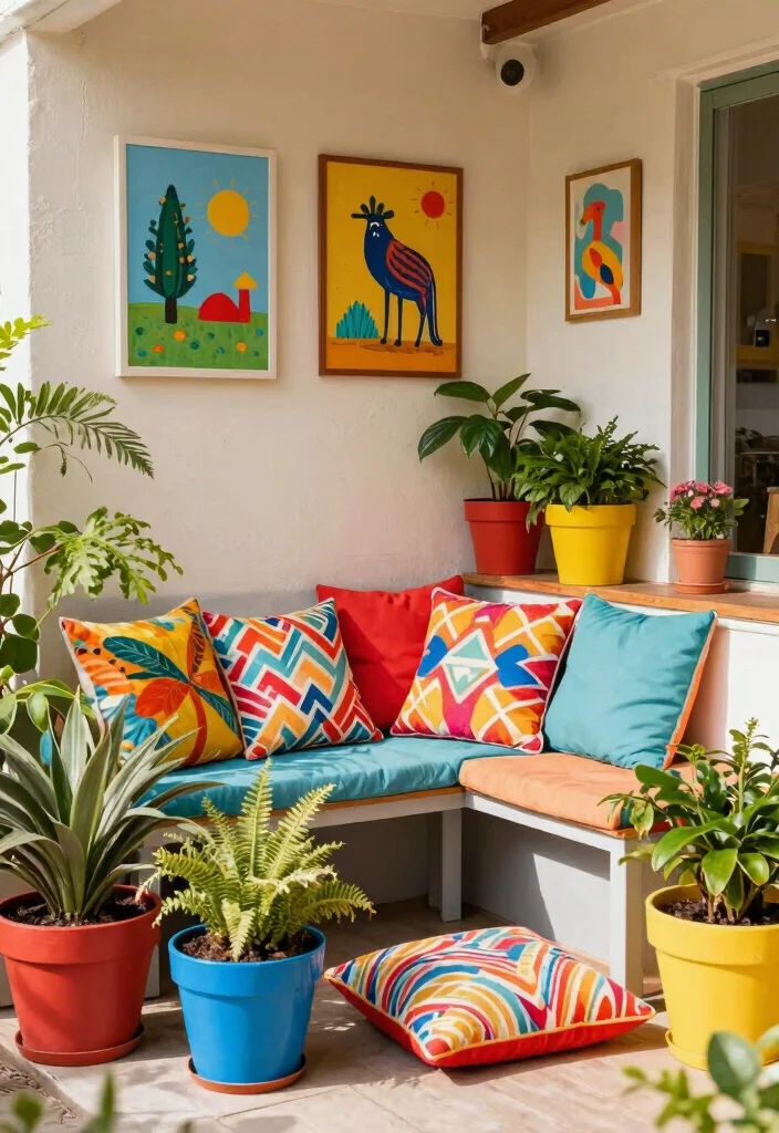 12 Small Patio Decor Ideas That Make a Tiny Space Feel Bigger - 5. Colorful Accents 1