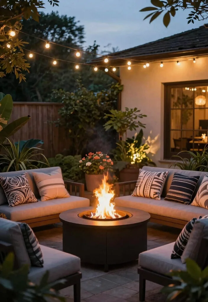 12 Small Patio Decor Ideas That Make a Tiny Space Feel Bigger - 7. Compact Fire Pit 1