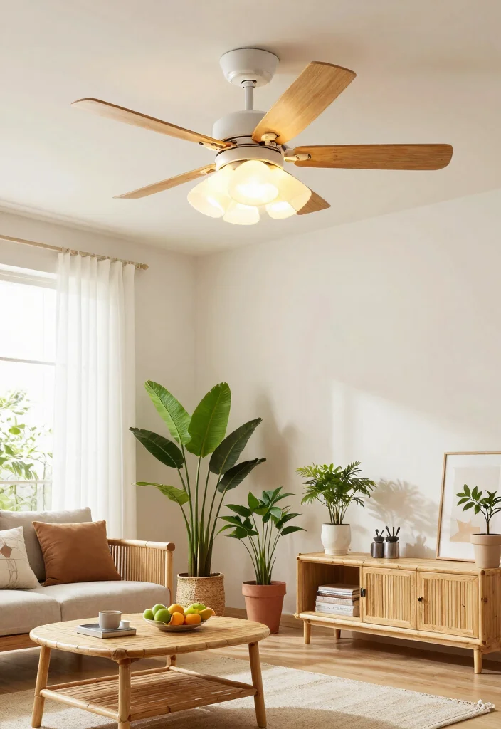 14 Ceiling Fans with Light Living Room Ideas for Low Ceilings - 11. Eco-friendly Ceiling Fan with CFL Lighting 1