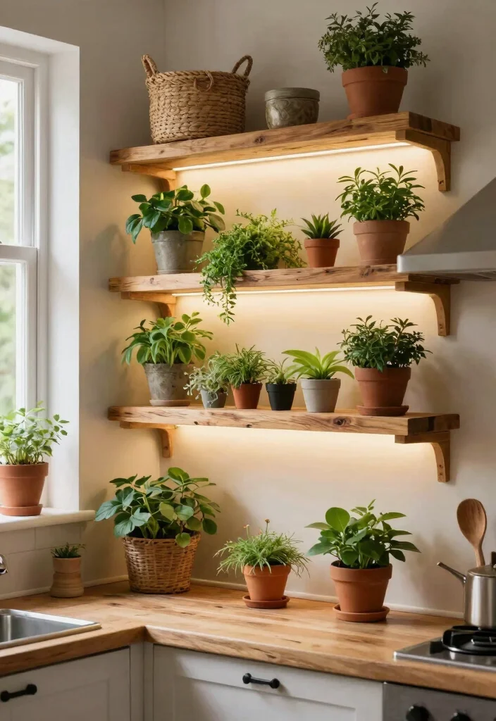 14 Hanging Ceiling Light Ideas That Don't Require Rewiring or New Boxes - 4. Reclaimed Wood Shelves with Integrated Lights 1