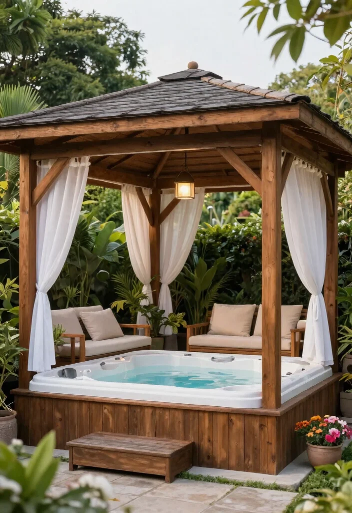 14 Hot Tub Outdoor Concepts That Stay Private Year-Round - 1. Enclosed Gazebo Retreat 1