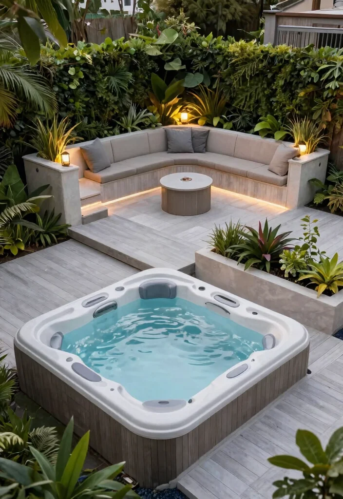 14 Hot Tub Outdoor Concepts That Stay Private Year-Round - 12. Multi-Level Decking 1