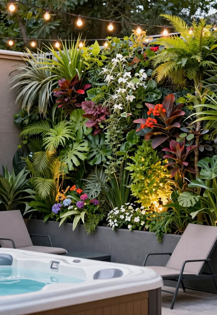 14 Hot Tub Outdoor Concepts That Stay Private Year-Round - 3. Vertical Garden Privacy 1