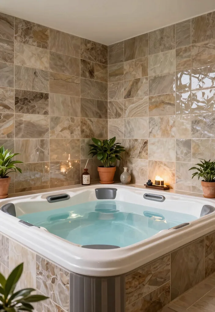 14 Hot Tub Outdoor Concepts That Stay Private Year-Round - 7. Tiled Privacy Walls 1