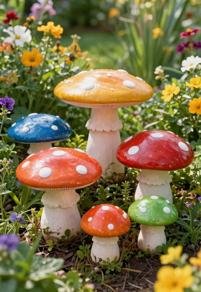 14 Outdoor Garden Statues That Don't Tip Over in Wind - 10. Creative Toadstool Stools 1