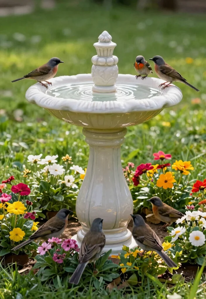 14 Outdoor Garden Statues That Don't Tip Over in Wind - 3. Durable Bird Baths 1