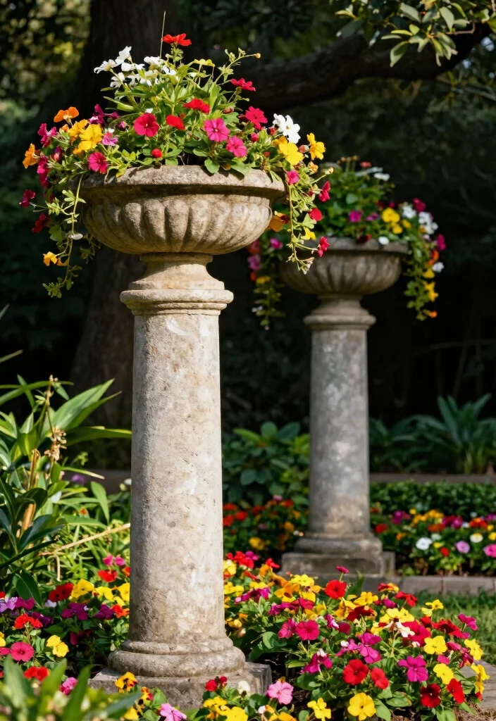 14 Outdoor Garden Statues That Don't Tip Over in Wind - 5. Classic Garden Columns 1