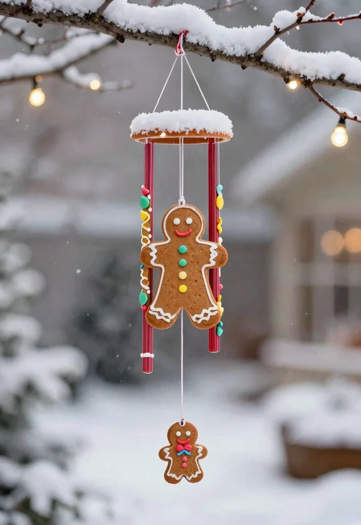 14 Outdoor Gingerbread House Ornaments That Survive Rain and Wind - 10. Gingerbread Wind Chime 1
