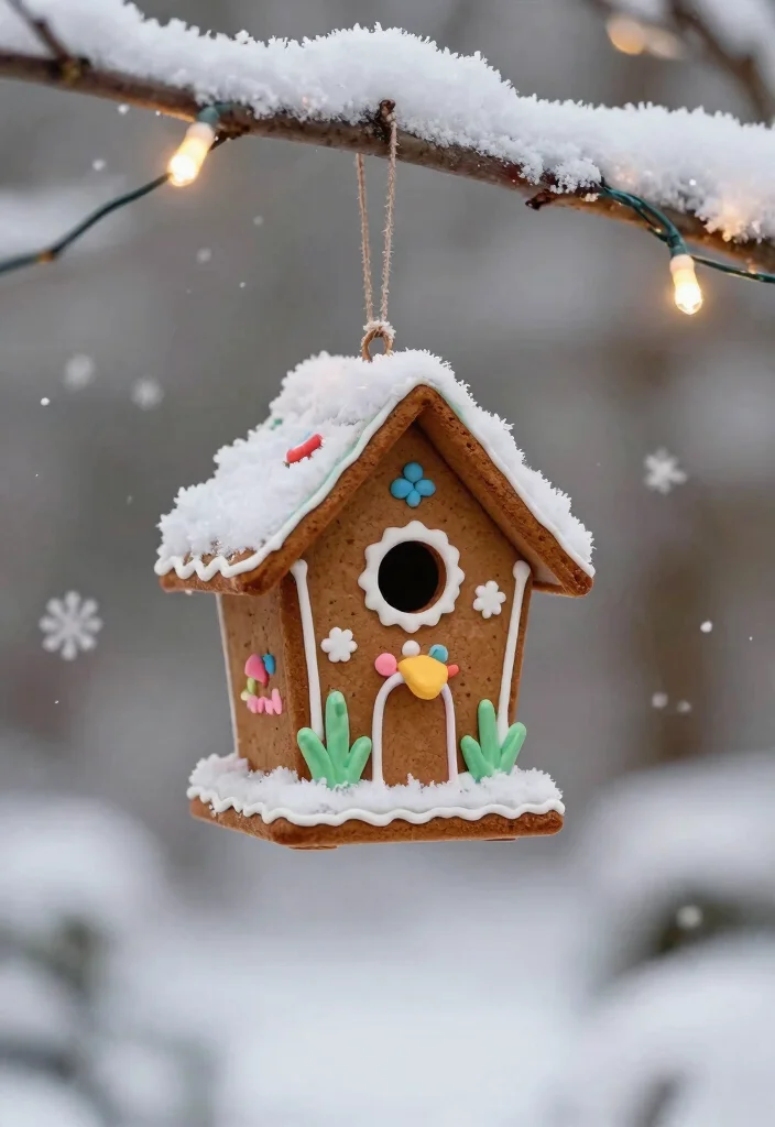 14 Outdoor Gingerbread House Ornaments That Survive Rain and Wind - 11. Gingerbread Birdhouse Ornament 1