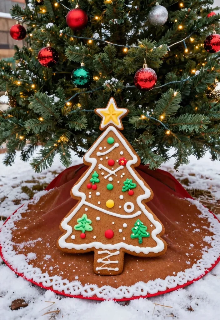 14 Outdoor Gingerbread House Ornaments That Survive Rain and Wind - 14. Gingerbread Christmas Tree Skirt 1