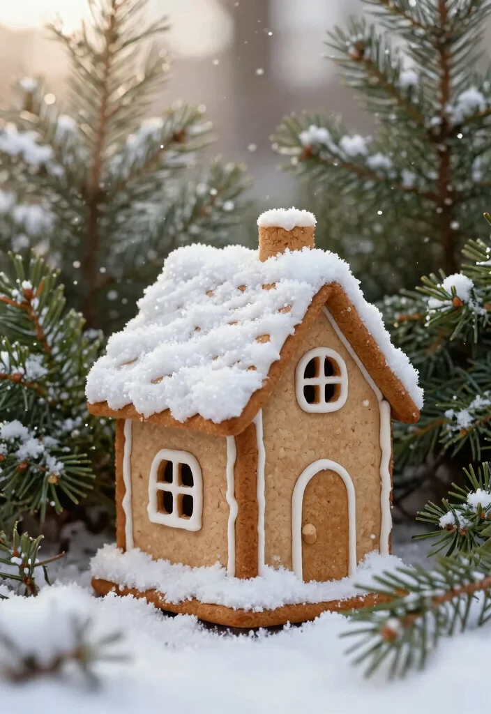 14 Outdoor Gingerbread House Ornaments That Survive Rain and Wind - 2. Rustic Gingerbread House with Snow 1