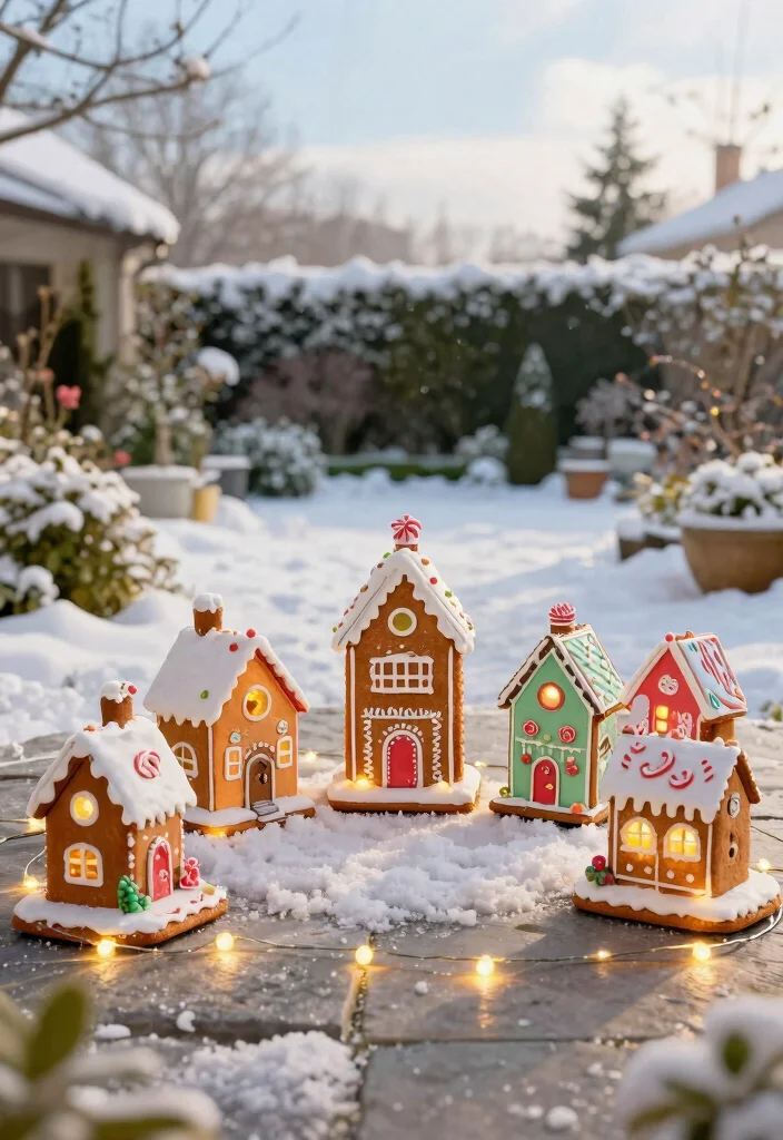 14 Outdoor Gingerbread House Ornaments That Survive Rain and Wind - 3. Mini Gingerbread Village Set 1