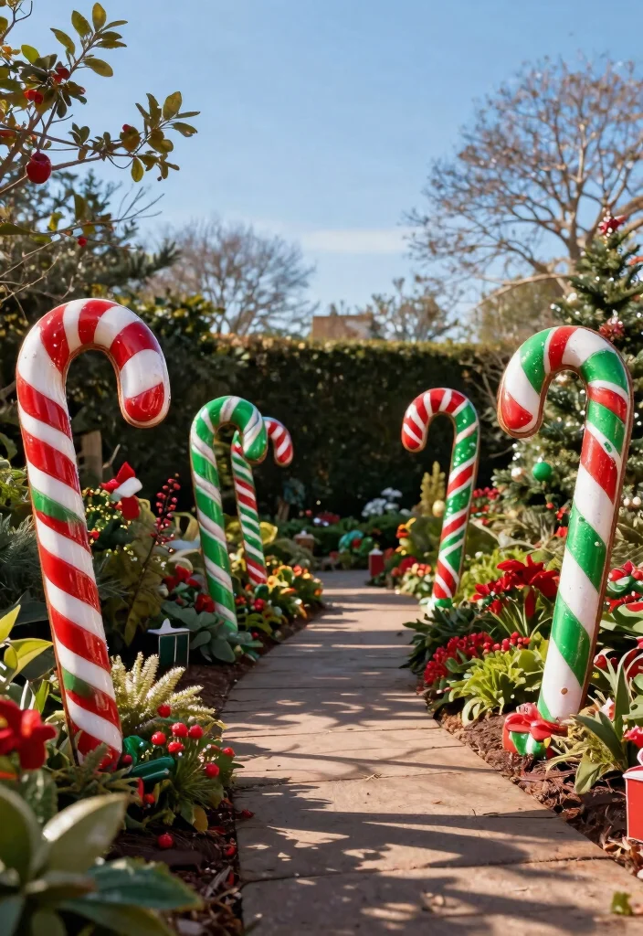 14 Outdoor Gingerbread House Ornaments That Survive Rain and Wind - 6. Gingerbread Candy Canes 1