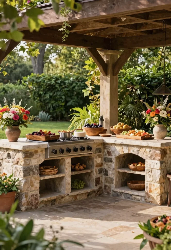 14 Outdoor Kitchen Patio Concepts That Work Without Running Gas Lines - 14. Nature-Inspired Decor 1