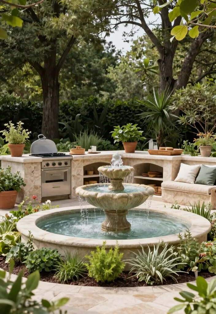 14 Outdoor Kitchen Patio Concepts That Work Without Running Gas Lines - 5. Natural Water Features 1