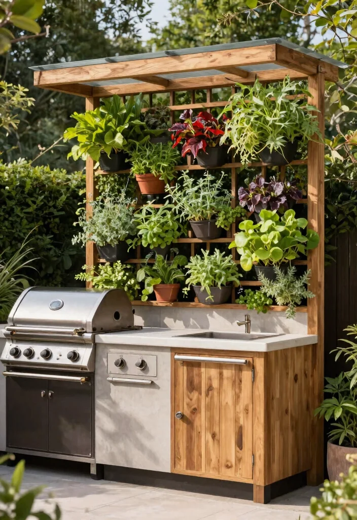 14 Outdoor Kitchen Patio Concepts That Work Without Running Gas Lines - 8. Vertical Gardens for Space Efficiency 1