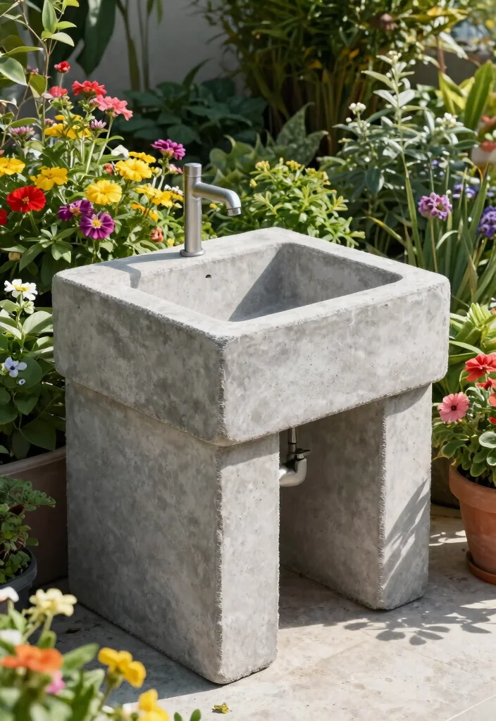 14 Outdoor Sink Ideas That Run Without Plumbing a Water Line - 12. Concrete Block Sink 1