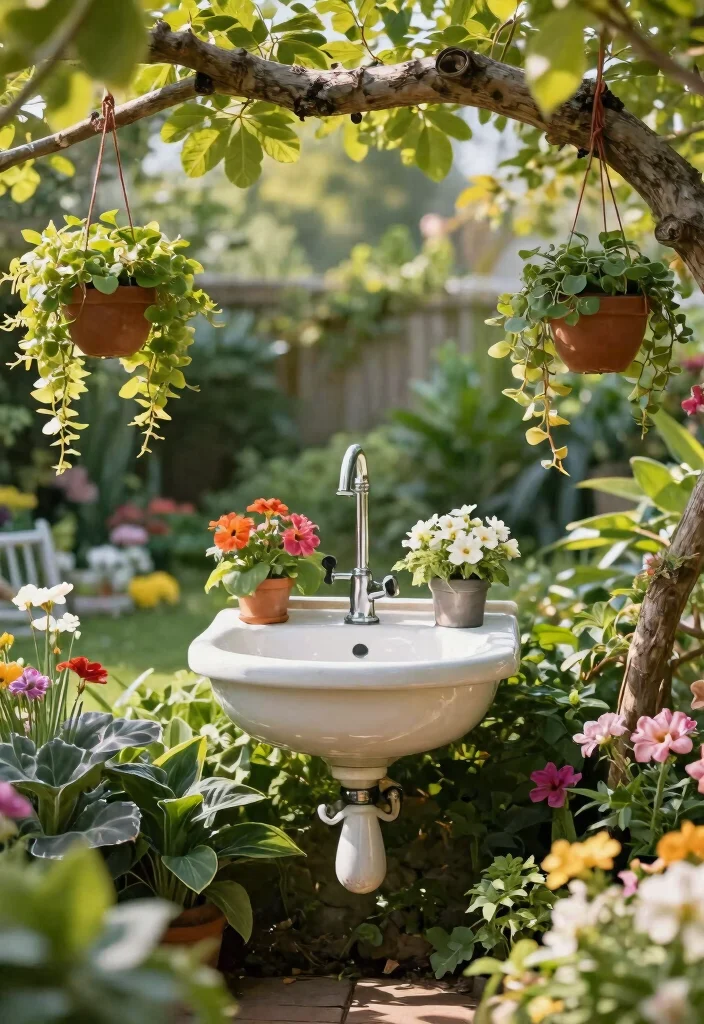 14 Outdoor Sink Ideas That Run Without Plumbing a Water Line - 14. Hanging Sink Solution 1