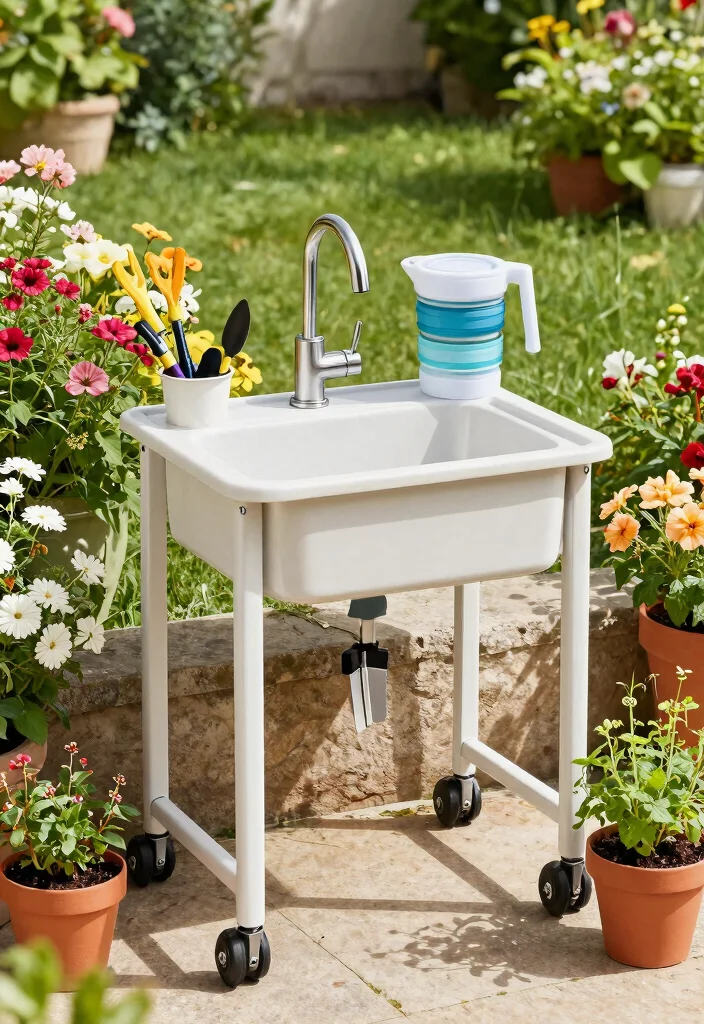14 Outdoor Sink Ideas That Run Without Plumbing a Water Line - 2. Portable Garden Sink 1
