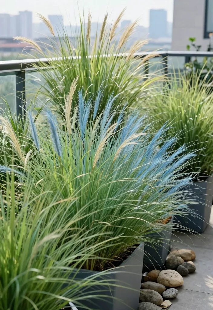 14 Plants in Balcony Ideas That Survive Wind and Limited Sunlight - 2. Grasses for Movement and Texture 1