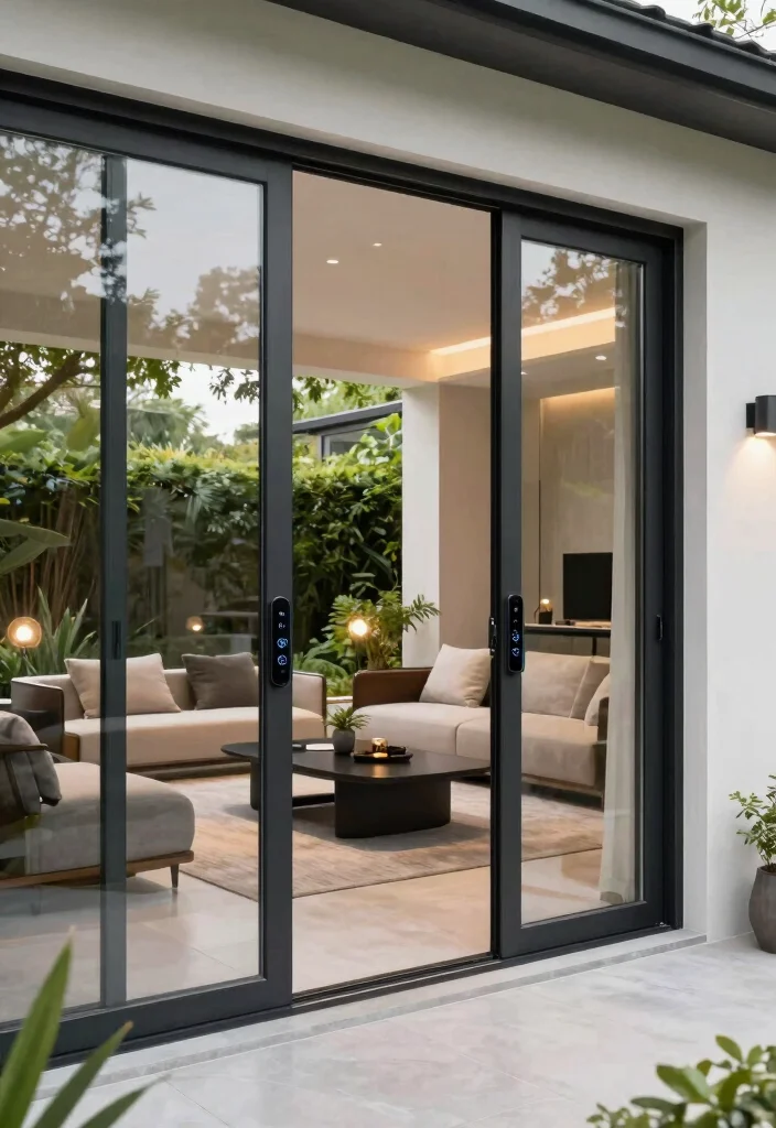 14 Sliding French Doors Patio Ideas That Maximize Natural Light - 12. Smart Sliding French Doors for Modern Living 1