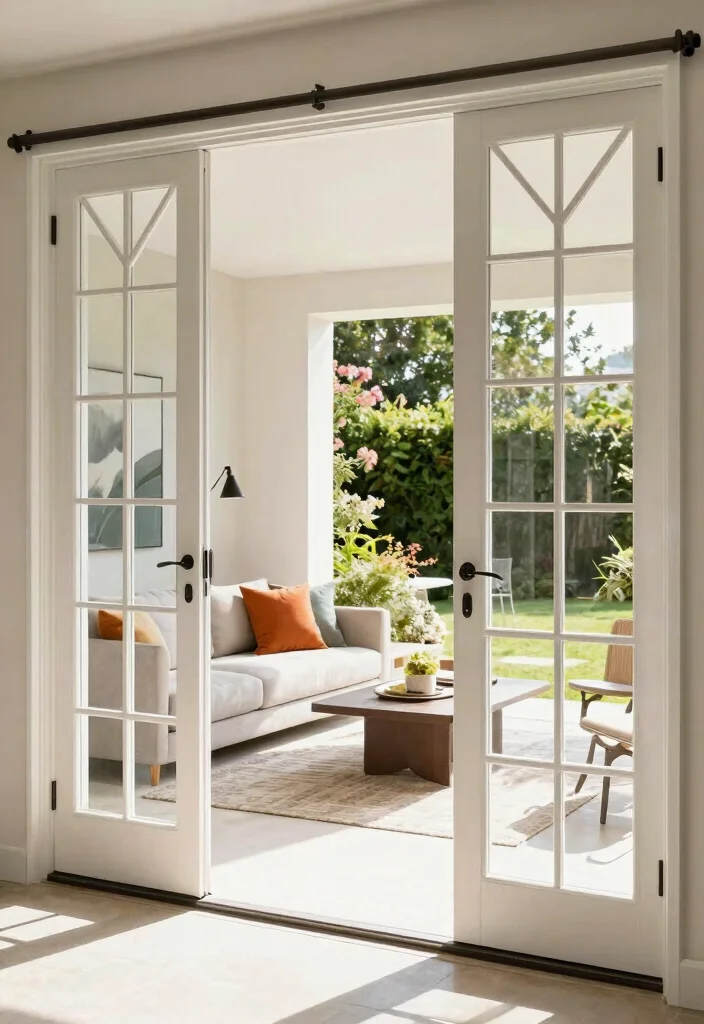 14 Sliding French Doors Patio Ideas That Maximize Natural Light - 8. Elegant Sliding French Doors with Grilles for a Classic Look 1