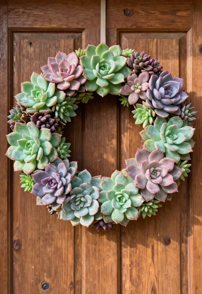 14 Spring Planter Ideas That Bloom Before Everything Else - 11. Seasonal Succulent Wreath 1