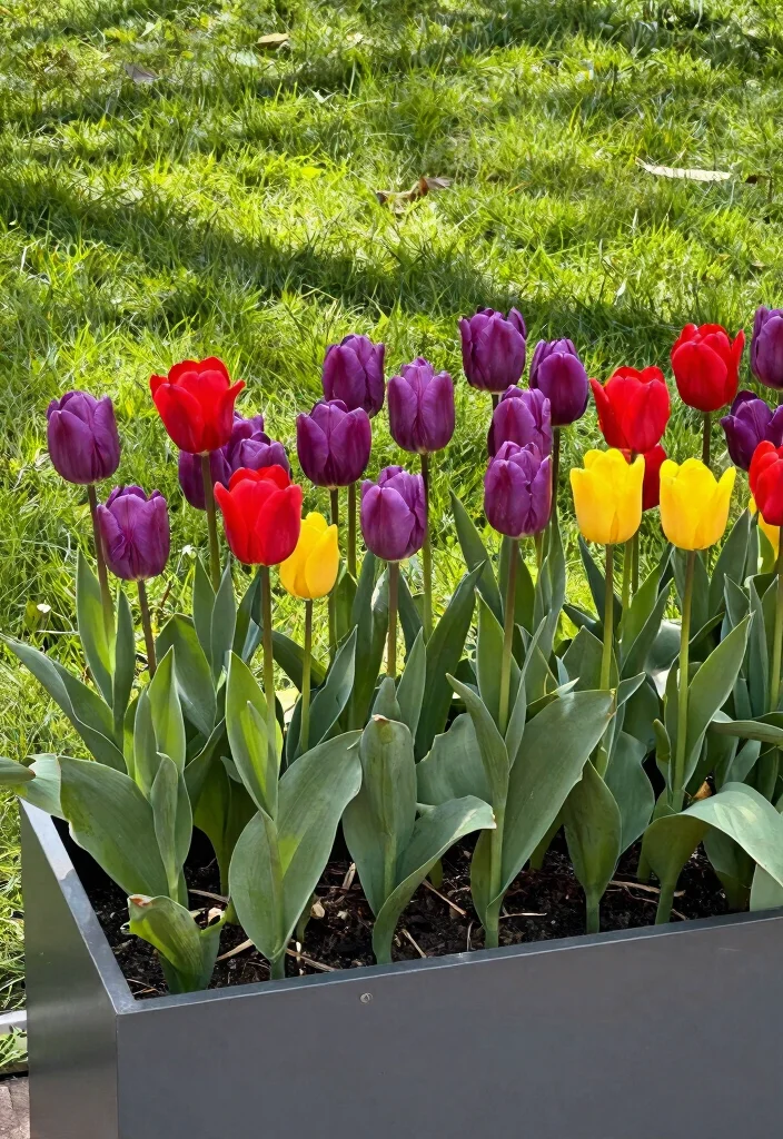 14 Spring Planter Ideas That Bloom Before Everything Else - 3. Tulip Trio 1