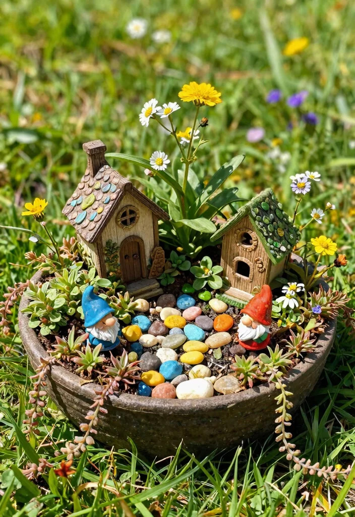 14 Spring Planter Ideas That Bloom Before Everything Else - 9. Whimsical Fairy Garden 1