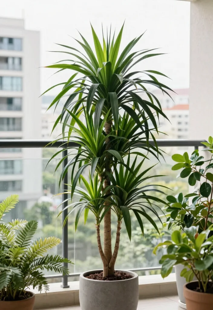 15 Balcony Plants Ideas That Thrive in Small Spaces and Low Light - 10. Dracaena – Striking Silhouette 1
