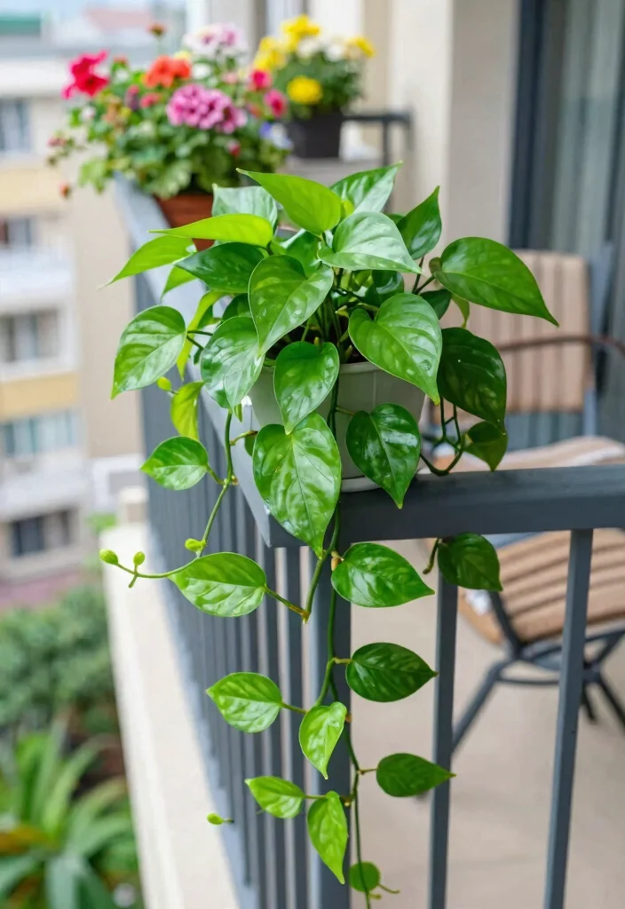 15 Balcony Plants Ideas That Thrive in Small Spaces and Low Light - 2. Pothos – The Trailing Marvel 1