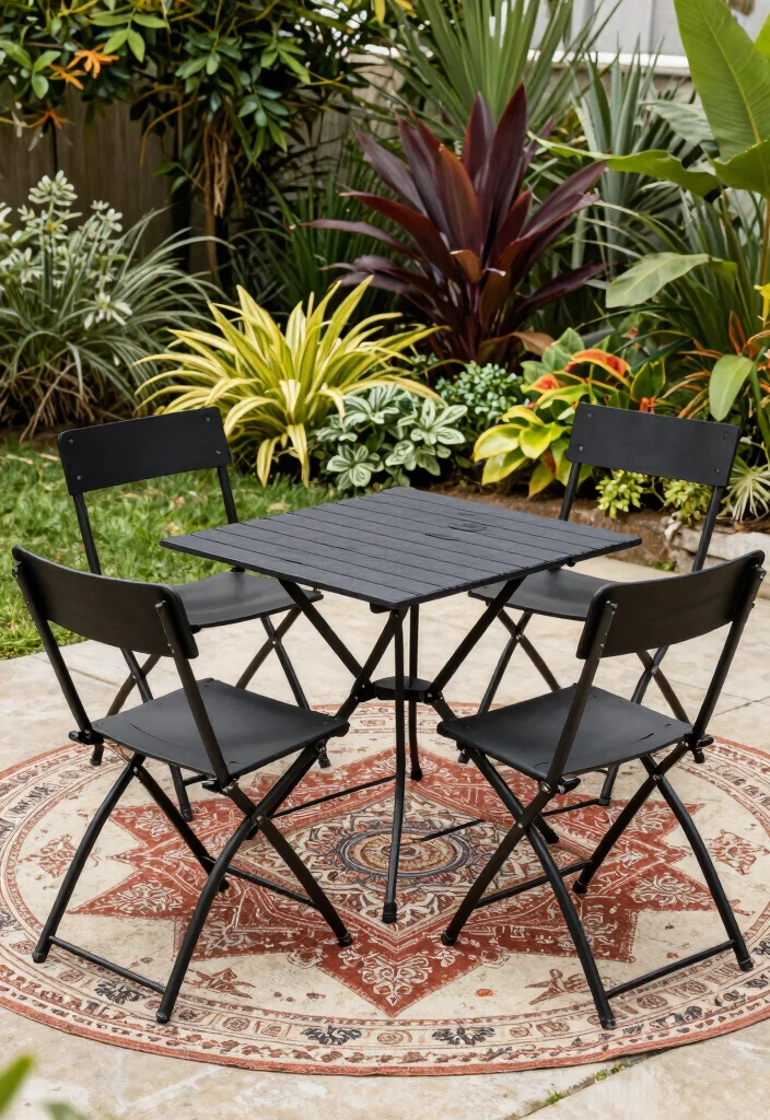 15 Black Outdoor Furniture Ideas That Don't Show Every Speck of Dust - 10. Versatile Black Folding Chairs 1