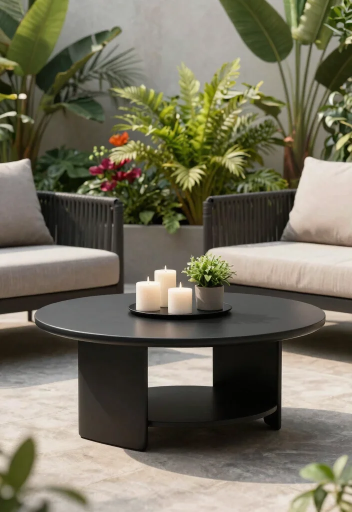 15 Black Outdoor Furniture Ideas That Don't Show Every Speck of Dust - 13. Minimalist Black Coffee Tables 1