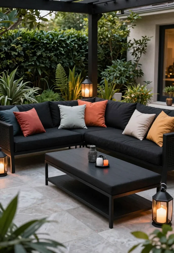 15 Black Outdoor Furniture Ideas That Don't Show Every Speck of Dust - 14. Black Outdoor Sectionals 1