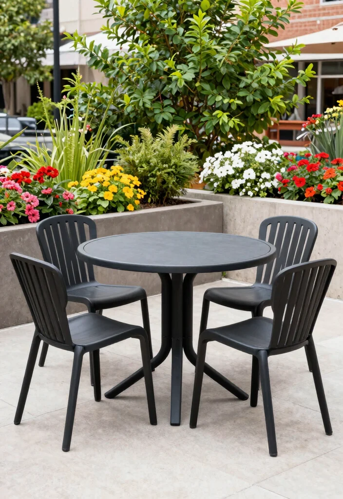 15 Black Outdoor Furniture Ideas That Don't Show Every Speck of Dust - 3. Durable Black Plastic Patio Furniture 1