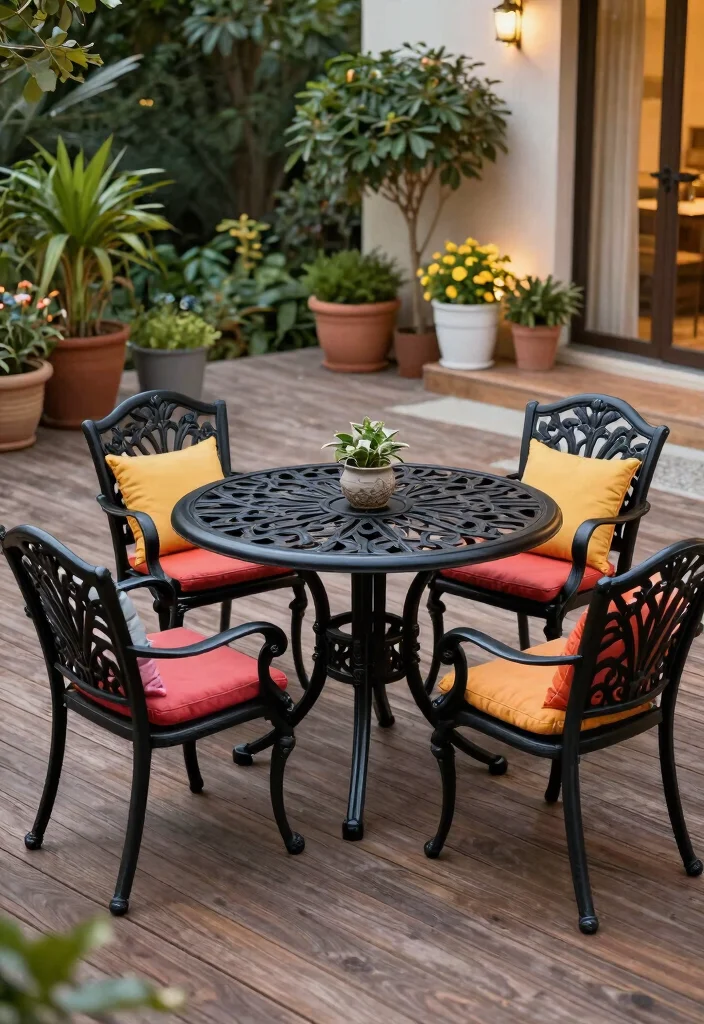 15 Black Outdoor Furniture Ideas That Don't Show Every Speck of Dust - 4. Elegant Cast Aluminum Furniture 1