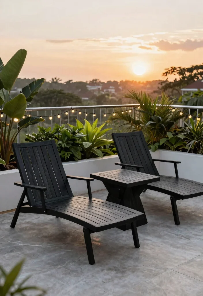 15 Black Outdoor Furniture Ideas That Don't Show Every Speck of Dust - 5. Modern Black Teak Wood Furniture 1