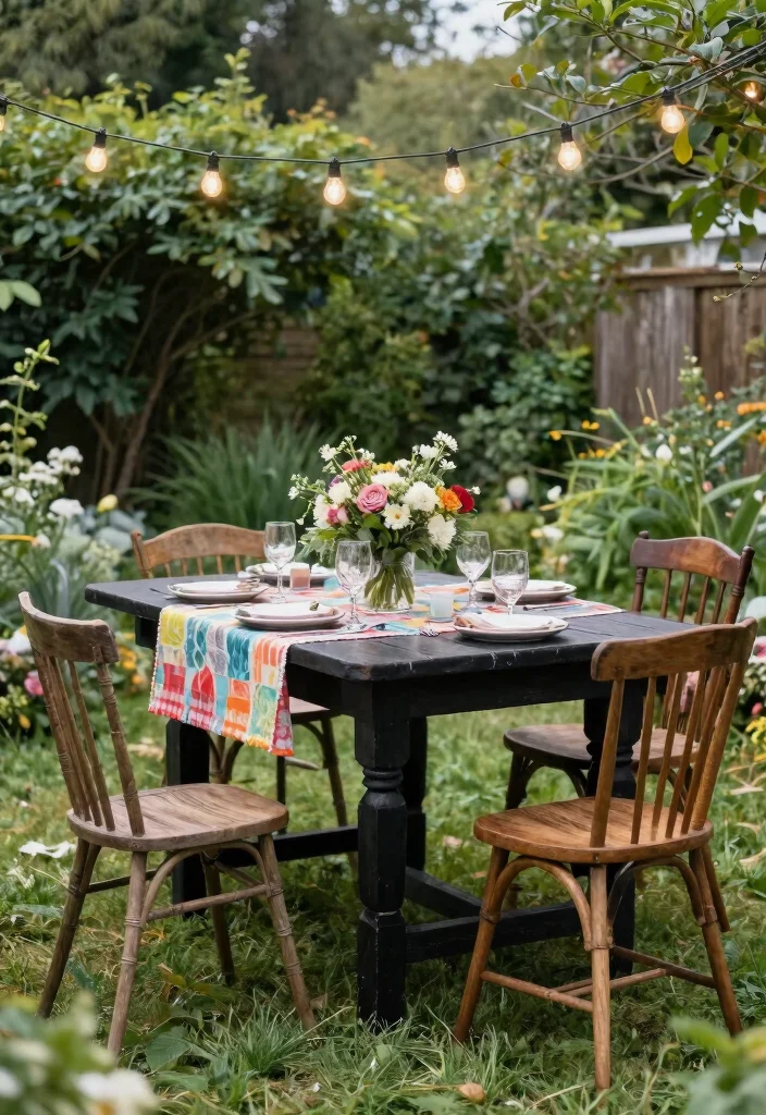15 Black Outdoor Furniture Ideas That Don't Show Every Speck of Dust - 9. Rustic Black Farmhouse Tables 1