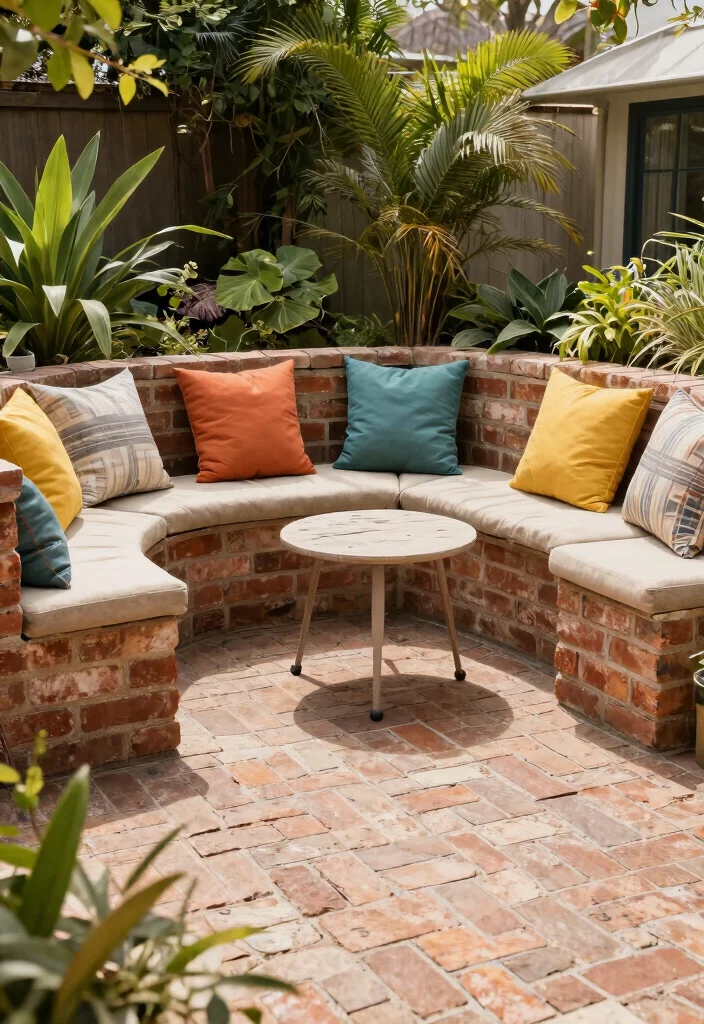 15 Brick Paver Patio Ideas That Stay Level Without Shifting - 10. Patio with Built-in Seating 1
