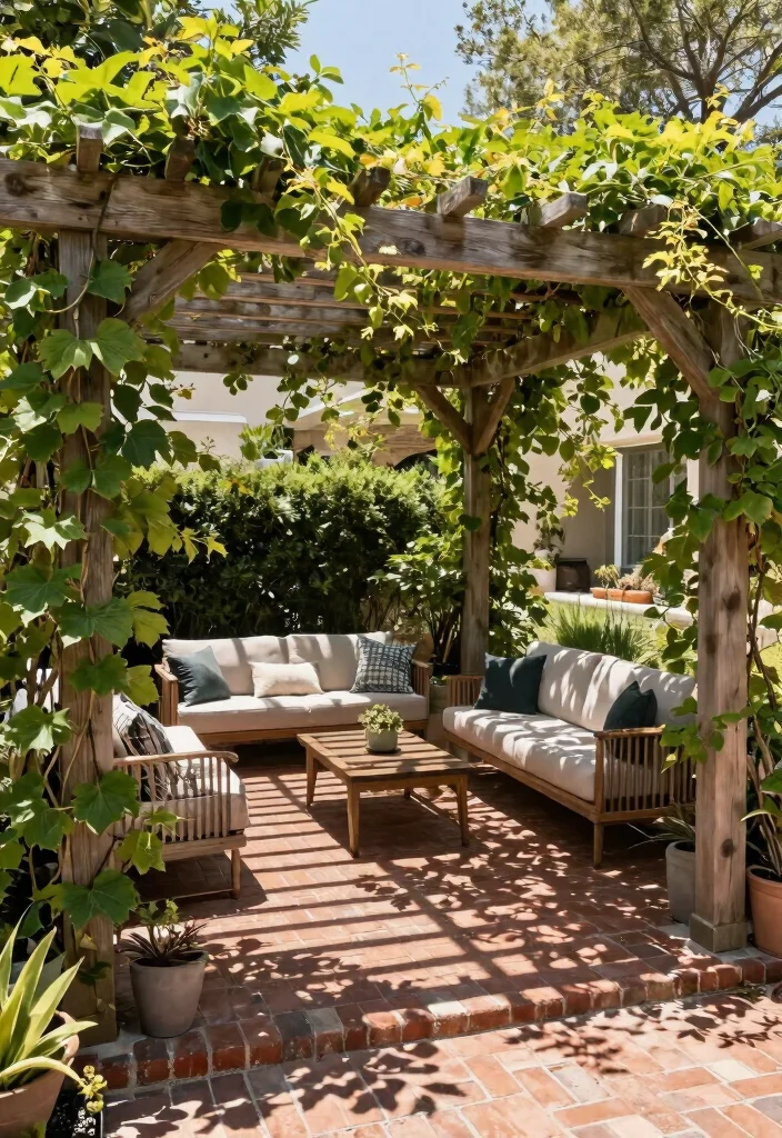 15 Brick Paver Patio Ideas That Stay Level Without Shifting - 11. Pergola Partial Coverage 1