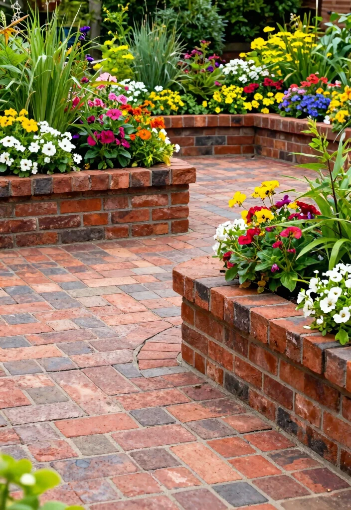 15 Brick Paver Patio Ideas That Stay Level Without Shifting - 6. Integrated Planters Within the Patio 1